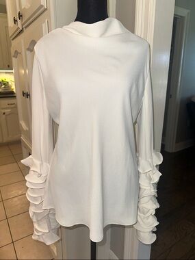 H&M Edition Cream Ruffle-Sleeve Blouse
